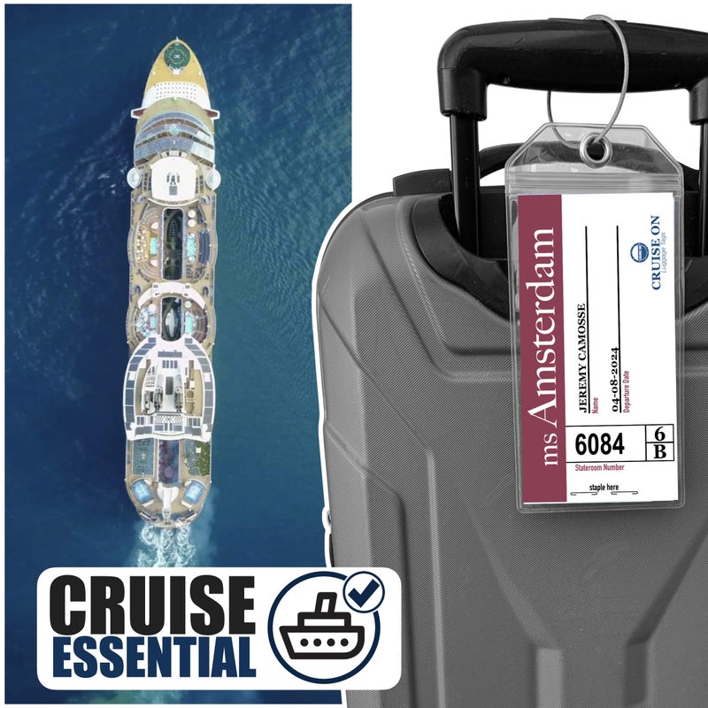 Cruise On Holland America Cruise Luggage Tag Holder (4 Pack), Fits All Holland America Ships & Tags, Waterproof, Clear & Durable, Cruise Essentials 2026-2027 for Smooth Travel - Image 2
